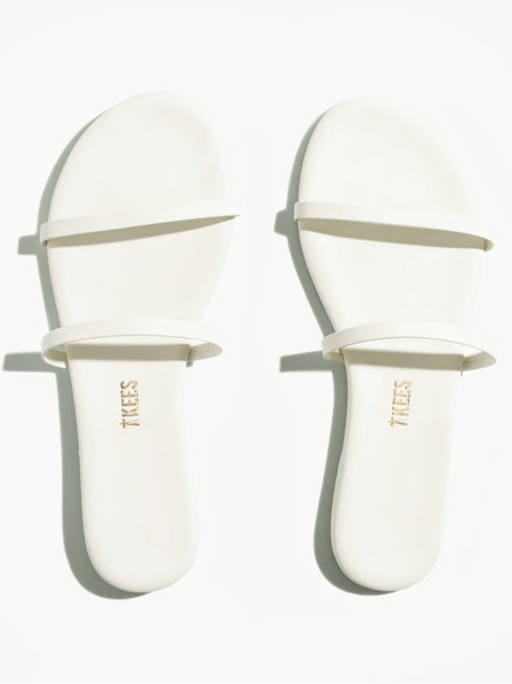 TKEES Gemma White Double-Strap Slide Sandals Size 8 Comfort Beach Poolside Wear
